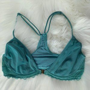 Free People Turquoise Front-Closure Lace Bra